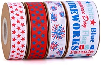 Meseey američka zastava tema Patriotska traka 4. jula trake za zanat DIY mašna za kosu vijenac za umotavanje poklona Dan veterana Dan nezavisnosti dekoracija
