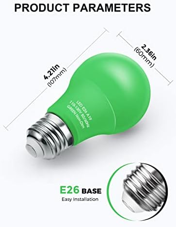 Zelena sijalica, 9w A19 sijalice zelene boje, E26 baza koja se ne može zatamniti, 720lm 120v svjetlo
