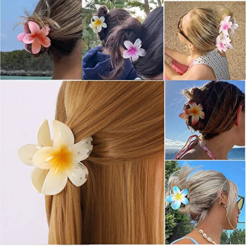 4kom cvijet kose kandže cute Non-slip Plumeria Clips Hawaiian Hair Barrettes Accessories Hair Big Flower Large Barrettes Hair Clamps For Women Girls