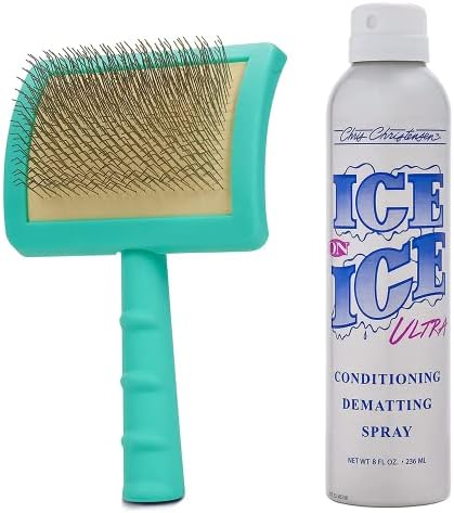 Jelly Pet Slicker Brush and Chris Christensen Conditioning Spray Grooming Bundle - univerzalni Slicker Brush,