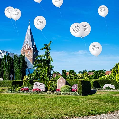 Gejoy 50 komada Memorijalni baloni sjećanja baloni bijeli Pogrebni baloni i 3 komada balonska traka za oslobađanje balona, dekoracija sahrane