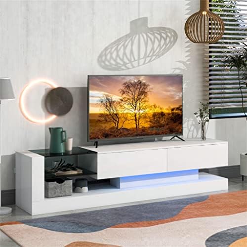 Sawqf TV stalak sa dva ormara za skladištenje medija za zabavu za zabavu za 75 inča, 16 boja RGB LED
