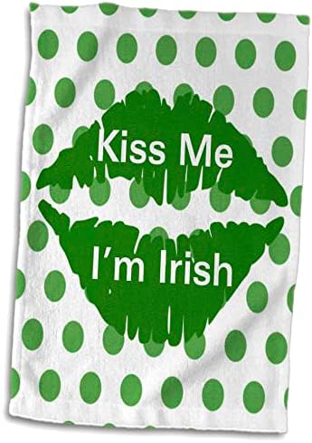 3Droza slika poljubi me im irski na zelenim usnama i zelenim točkicama - ručnici