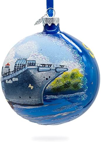 USS Midway Muzej, San Dijego, Kalifornija, SAD Glass Ball Božić Ornament 4 inča