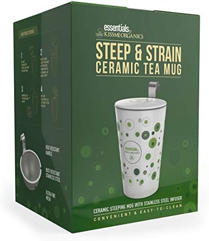 Poljubi me Organics Steep i naprezanje keramičke čajne šolje - izolirana čaša sa infuzijom čaja - dostupan u 8 uzoraka - dolazi sa besplatnim silikonskim poklopcem