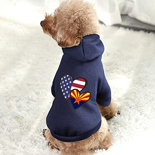 INTERLOWLOWRing Hearts American Arizona State Flag Personalizirani kućne ljubimce Duksevi mekani ugodno odjeća za pse prozračne kućne ljubimce sa šeširom L
