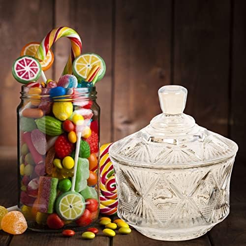 Cabilock Wedding Decor reljefni staklo Candy Bowl sa poklopcima Vintage pokriven Candy Dish kolačić