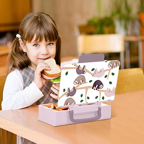 Mcchiver Slatka Sloth Bento kutija za ručak sa ručkama s ručkom prenosni dječji ručak posuda sa kašikom vilica bez propuštanja Bento ručka kutija za djecu za odrasle dnevne upotrebe