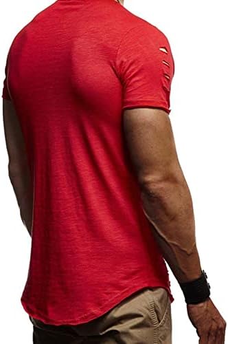 Muški tanki kratki rukav s kratkim rukavima Crewneck Majica Sumped Ripped mišićne majice Funching majica kratkih