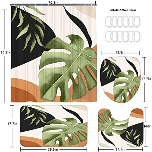 FZDHHY apstraktni tropski tuš za tuš set palminski list botanički kupatilo set vodootporno za zavjese