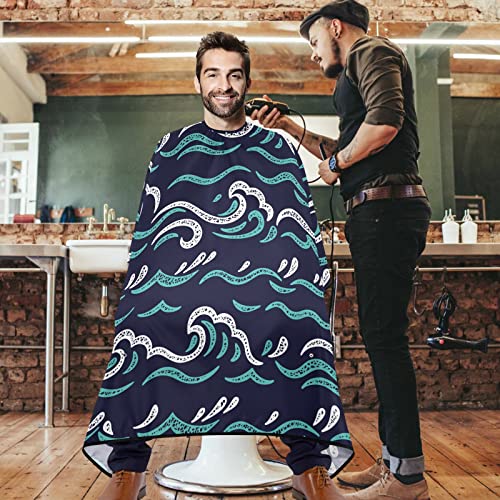Visesunny Barber Cape Plavo more val poliesterska rezanje kose salon za kosu ogrtač Amotatska frizura za brijanje otporna na vodu krpa od brade brade bib frizerski ogrtač