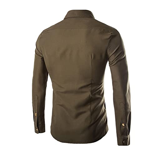 Maiyifu-GJ Muška Casual Business Dress Shirt Regular Fit Button Down Shirts Solid Slim Fit Dugi