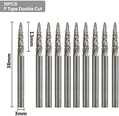 HTAWI 3mm drške dvostruko rezane rotacione neravnine za rotacione alate F3 tip karbidne rotacione turpije