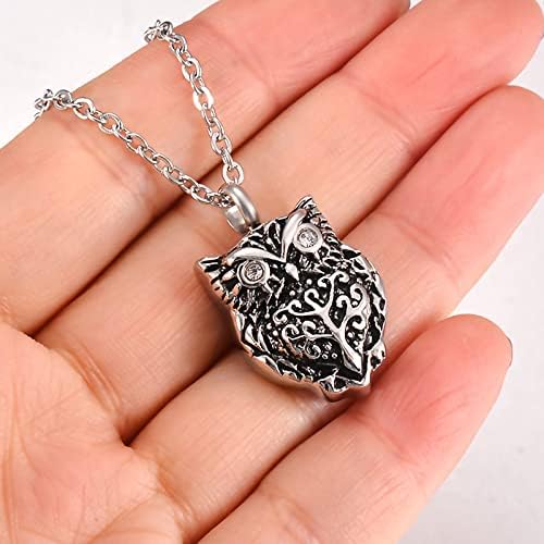 Dotuiarg nehrđajuća čelika Owl Urn ogrlica za pepeo za životinje Kremat održava urne nakit Memorijalni držač pepela Privjesak za muškarce