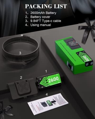Punjivi baterijski paket za Xbox One / Xbox One S / Xbox One X / Xbox One Elite, 2600mAh Komplet