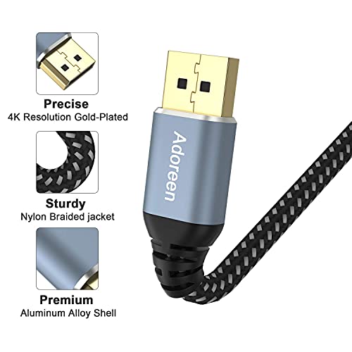 Adoreen 4K DisplayPort kabel 25 stopa, pletenica DP do DP 1.2 Cord 4K @ 60Hz 2K 1440p @ 120Hz