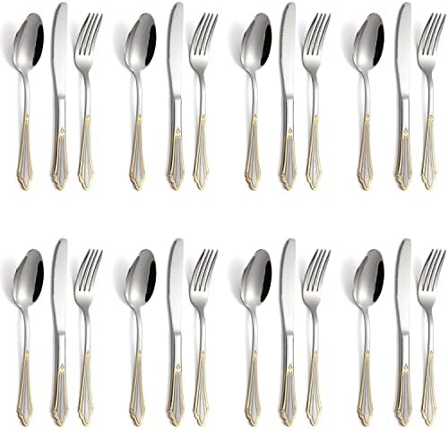 Set srebrnog posuđa od 24 komada Nehranjivog čelika Set posuđa servis za 8 pribor za jelo Set posuđa uključuje set kašika za viljuške za kućni Kuhinjski restoran
