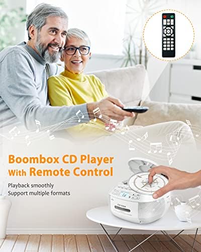 Greadio CD plejer Boombox kasetofon+CD Boombox plejer sa Bluetooth-om,radiom,Stereo zvukom, daljinskim upravljačem,aux/USB pogonom,AC/DC napajanjem,priključkom za slušalice, LCD ekranom za dom