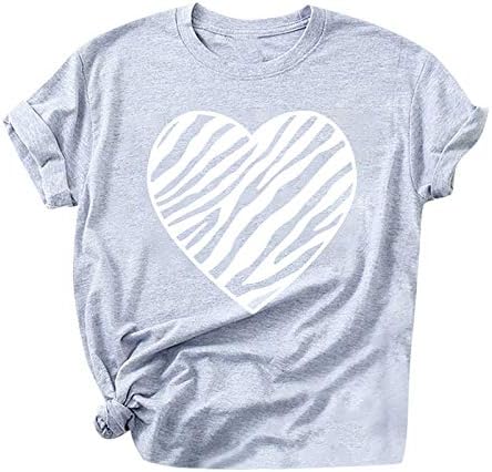 Ženske punilene boje Plus Veličina Vrh Valentinovo Striped Striped Heart Ispisao casual majica Novelty Graphic