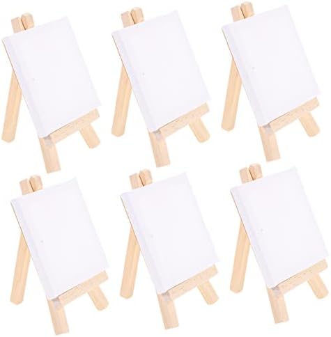 Tofficu 6 setovi platnene resete Art Canvas Mini Easel Set Starod Suite Mali drveni okvir Drveni dječji