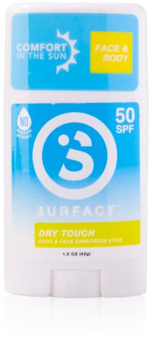 Surface Dry Touch Body krema za sunčanje Stick - Reef Friendly, bez mirisa, Ultra-Light & osjećaj čistoće, UVA/UVB zaštita širokog spektra, bez parabena, hipoalergena, Maksimalna vodootpornost-SPF 50 1.5 oz