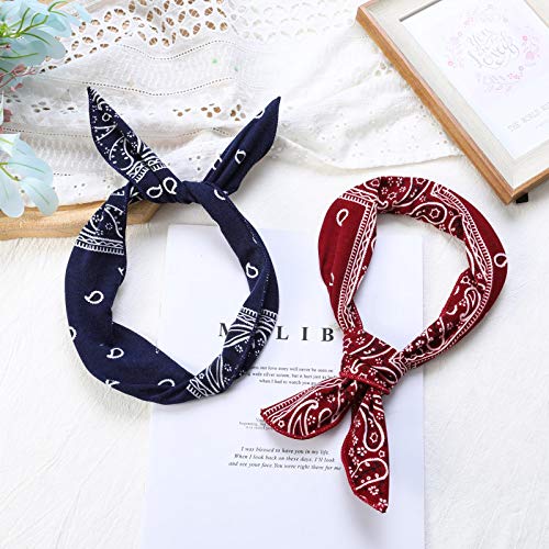 ONEYE Wire Headbands za žene Paisley Twist Bow trake za kosu Bunny Ears Headwraps Wire Holder hair Accessories for Workout Yoga Running Soccer Sports Pack of 6