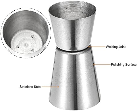 Uxcell mjerna čaša 30ml/15ml, 50ml/25ml, 60ml/30ml, čaša sa dvostrukom glavom od nerđajućeg čelika za laboratorijske kuhinjske tečnosti 3u1 Set