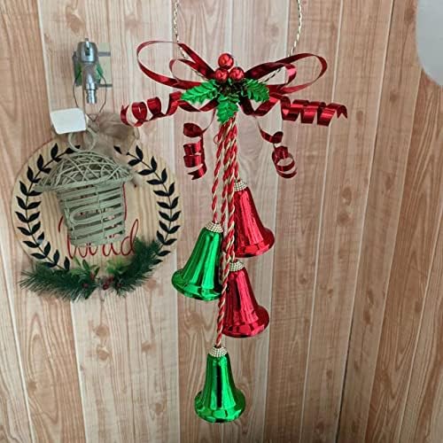 Metal Božićno zvono viseće vrata Jingling Bell crveni zeleni božićni ukrasi privjesci, pribor za odmor za božićne ukrase, vijencima, prozor