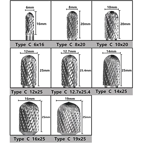 Volfram karbide Burr Tip C rotacione datoteke za metalne glodalice za rezbarenje rezača 6mm rotacione neravnine 1kom