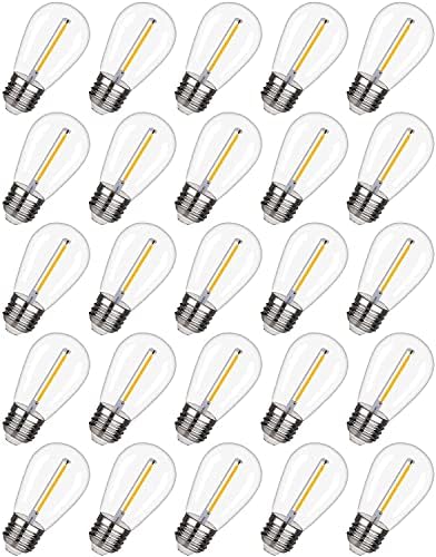 25 paketa koji emituju otpornost na lomljenje & amp; vodootporne S14 zamjenske LED Sijalice –1w ekvivalentno 10W, Bijela topla 2200k Vanjska žičana svjetla Vintage LED žarulja sa žarnom niti, E26 Base Edison LED Sijalice