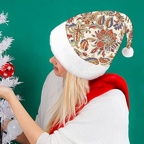 Paisley pliš Božić šešir Naughty i lijepo Santa kape sa pliš obodom i Comfort Liner Božić ukras