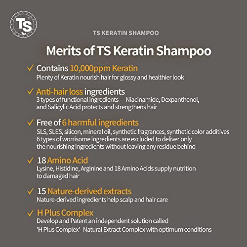 TS Keratin Plus šampon / šampon protiv opadanja kose / Stimulator kose / 10.000 ppm Keratin / prirodni sastojci