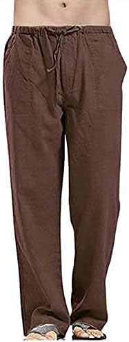Muške lanene vezice lagane pantalone labave kroje Casual Jogger pantalone na plaži elastični struk udobne ljetne pantalone za jogu