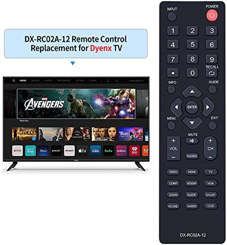 Novi zamjenski daljinski upravljač DX-RC02A-12 kompatibilan je za DINEX LCD LED HDTV DX-19E220A12 DX-24E150A11 DX-24E310NA15 DX-26L100A13 DX-L26-10A DX-L32-10A DX-32L100A13 DX-32E250A12
