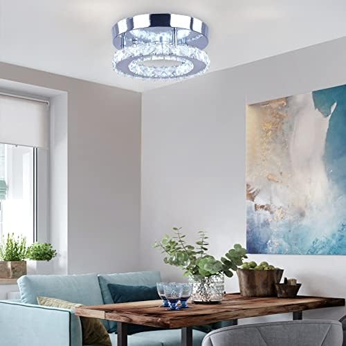 Hopggie Modern LED crijestalni luster za ugradnju stropni stropni učvršćivač Mini privjesak za dnevnu sobu spavaća soba hodnik bar kuhinjski kupatilo hladno bijelo