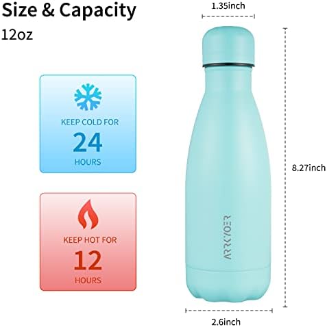 12oz flaša za vodu, vakuumski izolovane termos boce od nerđajućeg čelika za devojčice, dečake, curenje bez BPA & otporan na znoj u mašini za pranje sudova višekratna tikvica za školu, Baby Blue