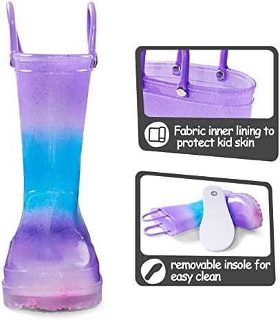 K KomForme čizme za kišu za djevojčice, vodootporne čizme za djecu sa sjajnim ručkama
