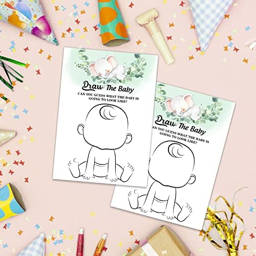 Karte za tuširanje za bebe, slatki slont Nacrtajte karticu za bebe za bebe za bebe, smiješne ledene kutije za bebe za bebe Igre ideje za roditelj za roditelje, zabavu i jednostavno, 30 karata-dječaci