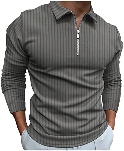 Muški polo majica s dugim rukavima Zipper Slim Fit Classic Ispiši golf majice na otvorenom