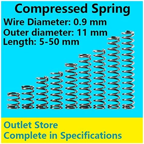 Kompresioni opruge pogodni su za većinu popravke tlačnog proljetnog proljetna proljetna proljetna proljetna proljetna žica promjer žice 0,9 mm, vanjski promjer 11mm)