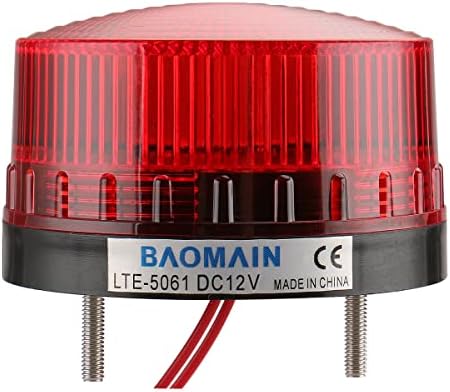 Baomain Industrijski signal trepće lampica upozorenja LTE-5061 okrugla crvena svjetlo upozorenja crvene dc 12V