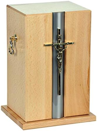 Gregspol Ltd Lep sa drvene kovčeg sa zlatnim krstom i ruči sa pogrebnim pepelom urn