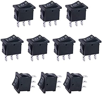 PCGV 10pcs AC 250V / 6A, 125V / 10A On / Off / On SPDT 3 PIN 3 Pozicija Mini brod Rocker prekidači Prekidač