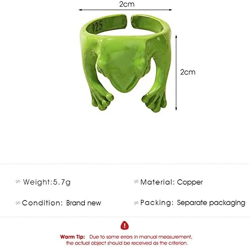 GUANGMING-1kom Retro prsten za žabu, slatki starinski prsten za životinje podesivi Kreativni 3d otvoreni