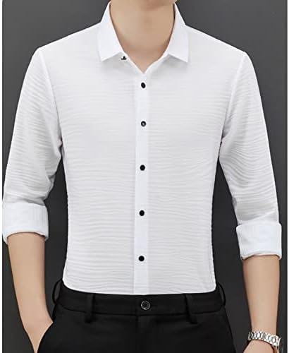 Muška luksuzna haljina košulja Solidna tanka fit gumba za busine za busine bez bori s majicom Redovna fit rastelačka majica