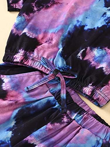Ljetne odjeće za djevojčice Tie-Dye s elastičnom vezicom majica s Krojem i elastičnim šortsama za struk sa džepovima sa strane
