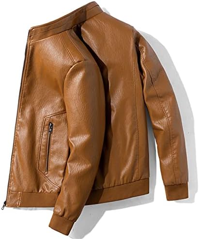 Maiyifu-GJ muške stalke kože kožna jakna od lagane lakih kožnih motocikala jakne Slim Fit zip