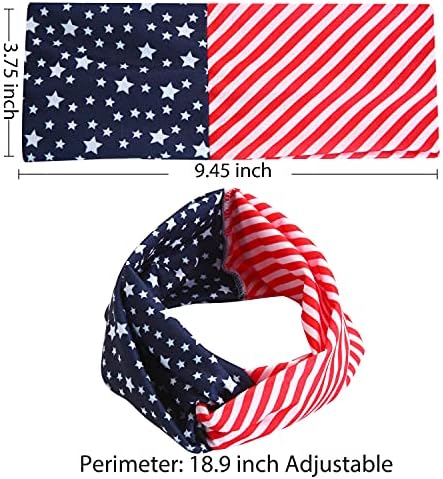 JOYIN 6 kom trake za glavu Patriotske američke zastave, USA Bandana ženska traka za glavu od 4. jula,