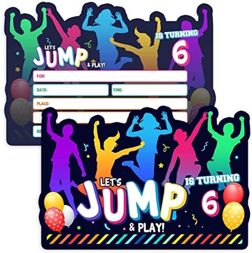 SIMIMI Art 6th House ili skačeći temama Rođendanski pozivnici - Trampoline Jump Rođendan Pozovite - Trampolin Rođendan - 30 kartica + 30 koverti