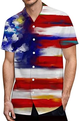 Miashui Shirts Men Fashion Mens 3d Digitalna štampa džepna kopča rever kratka rukava košulja duga bluza